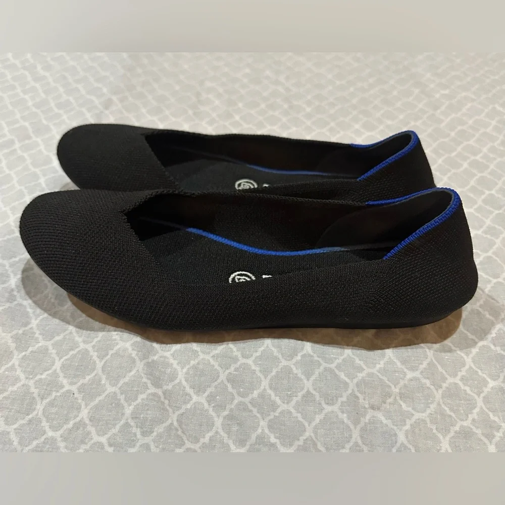 Rothy's Black Flats with Blue Trim